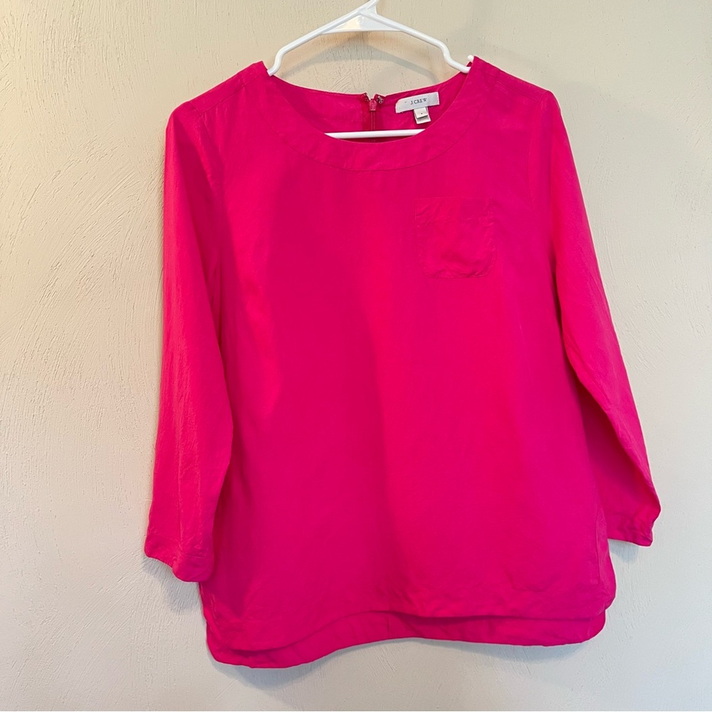 J. Crew 100% silk hot pink top